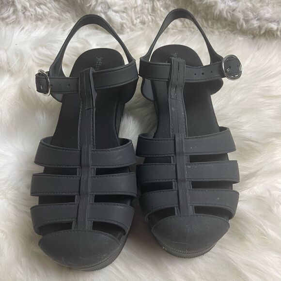 Jeffrey CAMPBELL Candied Black MattePlatform Sandals SZ 8 - Picture 4 of 11